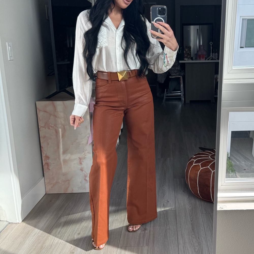 Favorite Daughter The Coated Mischa Wide Leg Pant Jean Size 23 - Picture 2 of 6